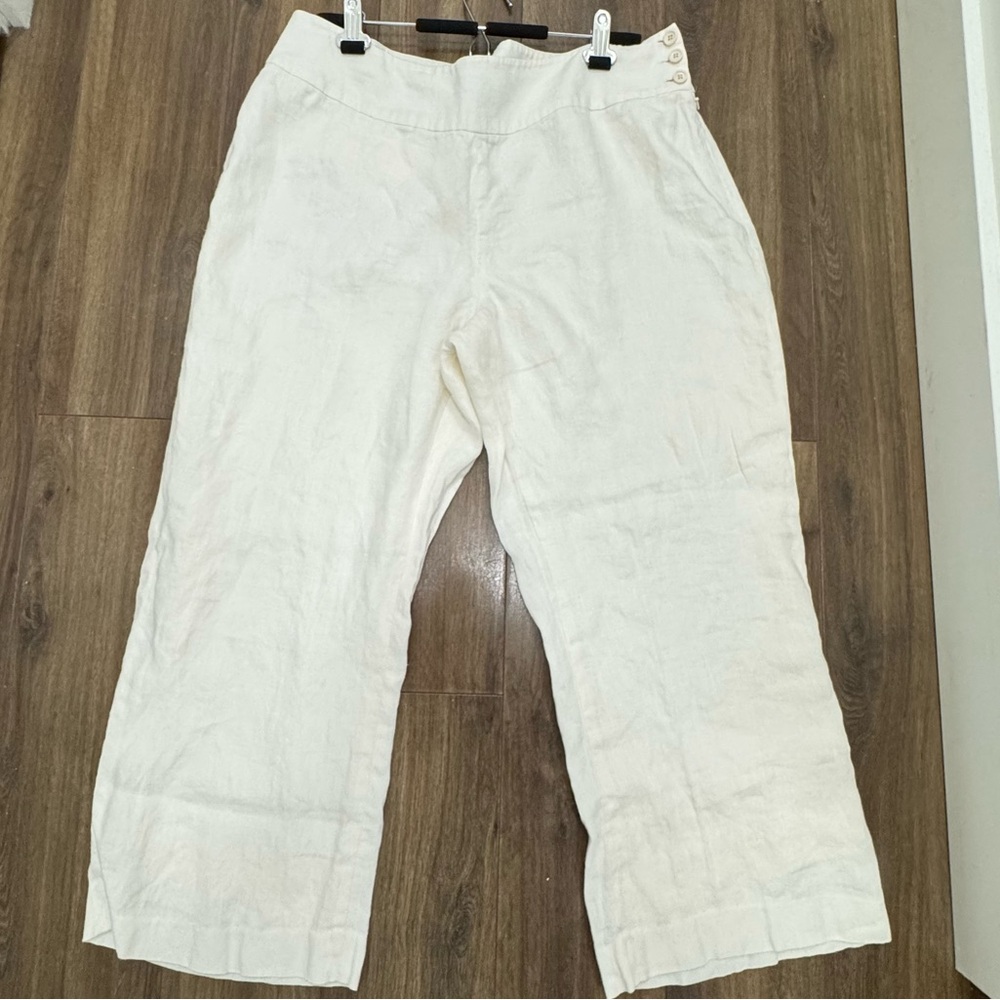 Ralph Lauren 100% Linen wide straight leg Pants women’s size 18 with inseam 25.